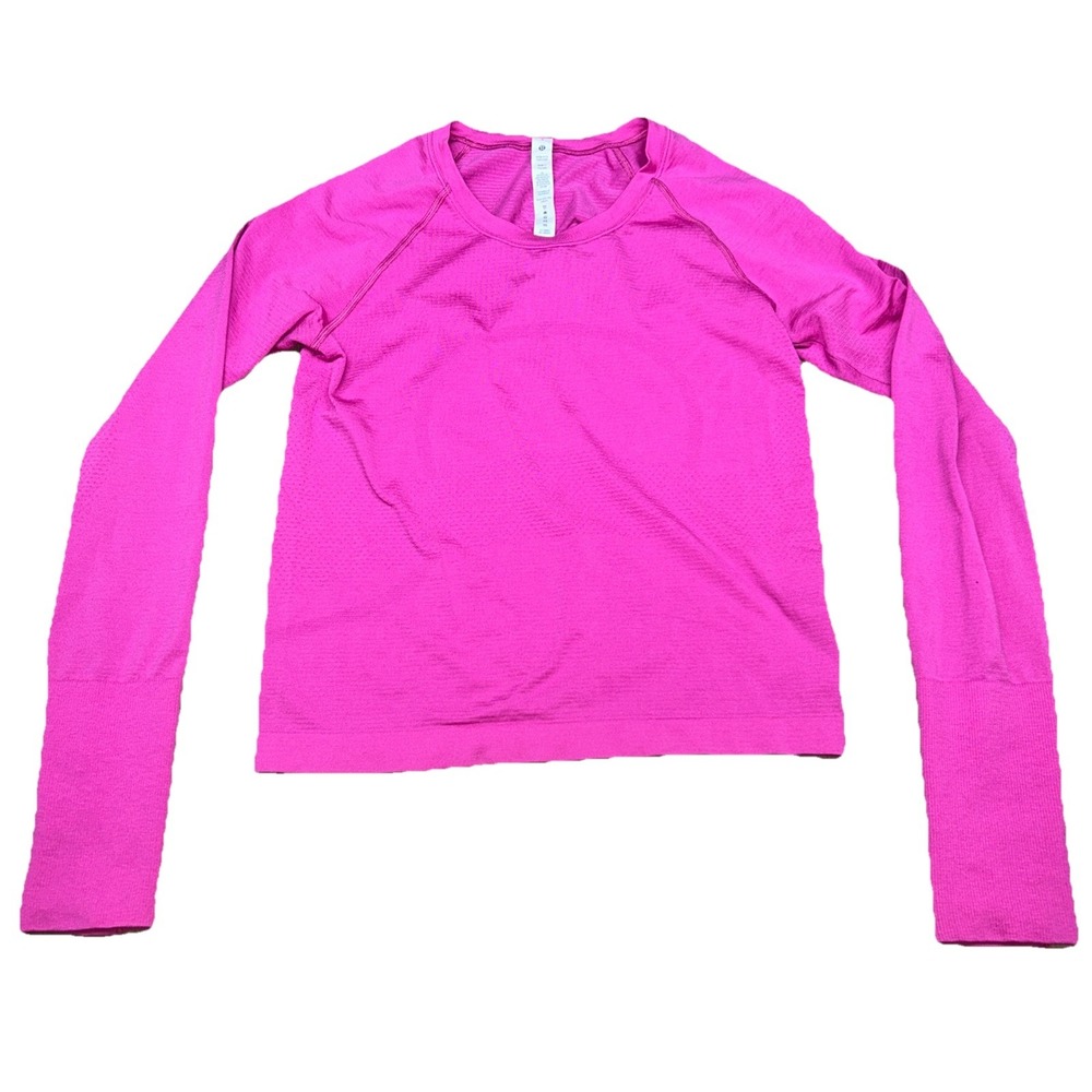 Lululemon Swiftly Tech Long-Sleeve‎ PINK Shirt 2.0 Race Deep Luxe Sz6-LW3HHIS
